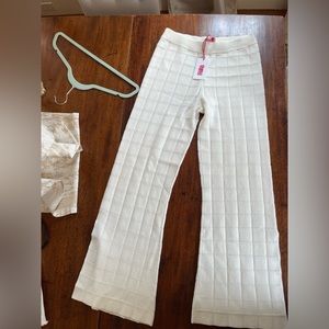 Solid and striped terry cloth beach/coverup white pants - size small
